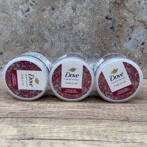 3 Pack Dove Body Scrub Limited Edition Frosted Cranberry 3.5 oz each